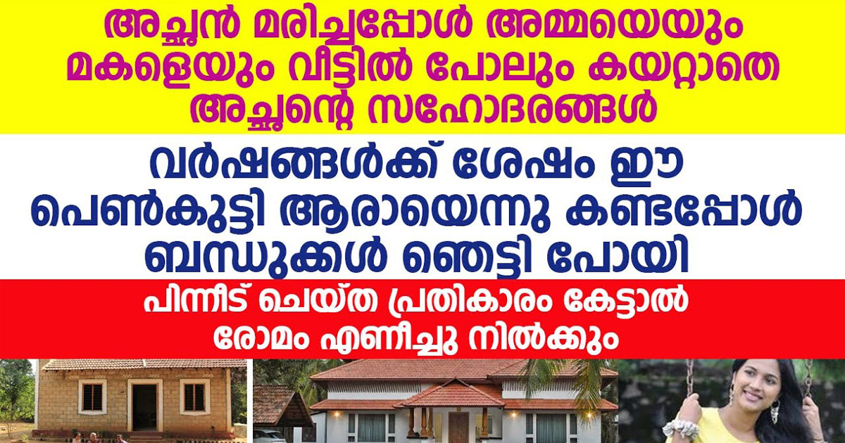 അച്ഛന്റെ മരണശേഷം വീട്ടിൽനിന്ന് പുറത്താക്കിയ അമ്മയും മകളും. വർഷങ്ങൾക്ക് ശേഷം മകളെ കണ്ട കുടുംബക്കാരെല്ലാവരും ഞെട്ടി പോയി.