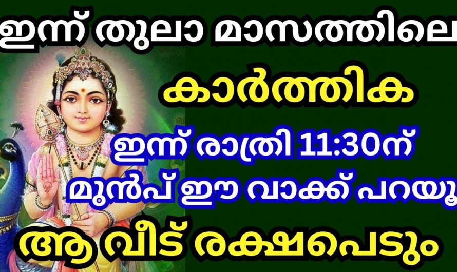 തുലാമാസത്തിലെ കാർത്തിക. രാത്രി അവസാനിക്കുന്നതിനു മുൻപേ ഈ വാക്ക് പറയൂ ജീവിതം രക്ഷപ്പെടും.