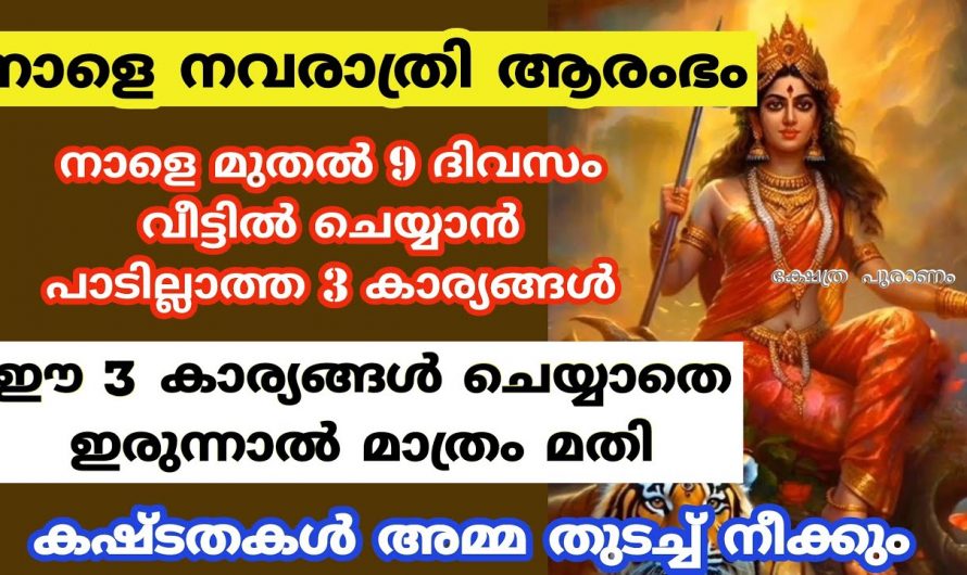 നാളെ നവരാത്രി ആരംഭം. നാളെ മുതൽ 9 ദിവസം വീട്ടിൽ ചെയ്യാൻ പാടില്ലാത്ത മൂന്ന് കാര്യങ്ങൾ.