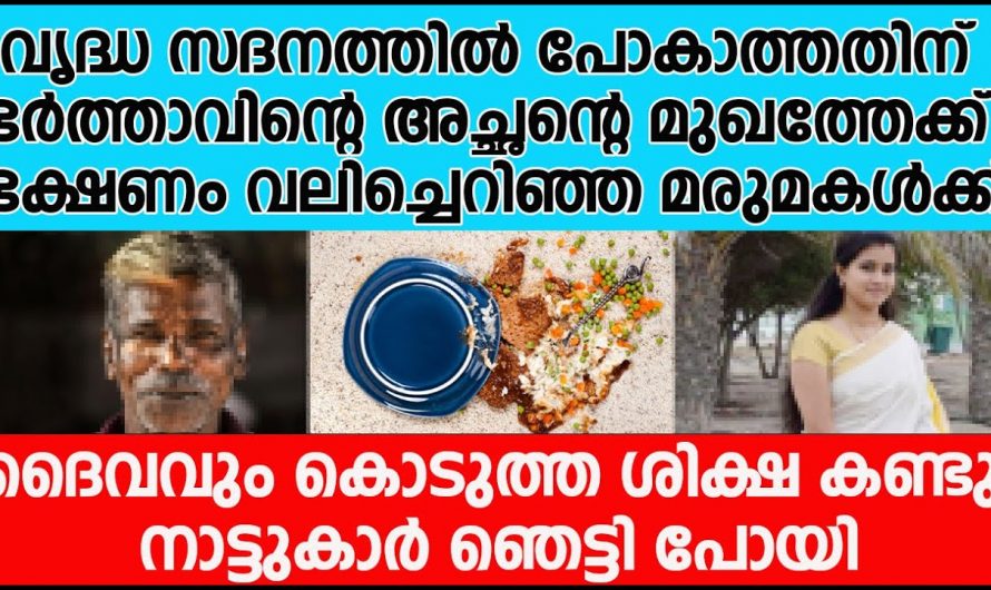 ഇതുപോലെ ഒരവസ്ഥ ഒരച്ഛനും വരാതിരിക്കട്ടെ. അച്ഛനെ ഉപദ്രവിച്ച മരുമകൾക്ക് ദൈവം കൊടുത്ത ശിക്ഷ കണ്ടോ.