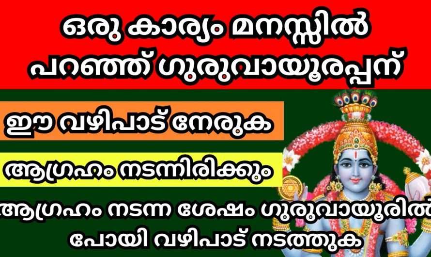 മനസ്സിൽ ഒരു കാര്യം ആഗ്രഹിച്ച് ഗുരുവായൂരപ്പന് ഈ വഴിപാട് നേരൂ. ഏത് ആഗ്രഹവും നടന്നിരിക്കും.