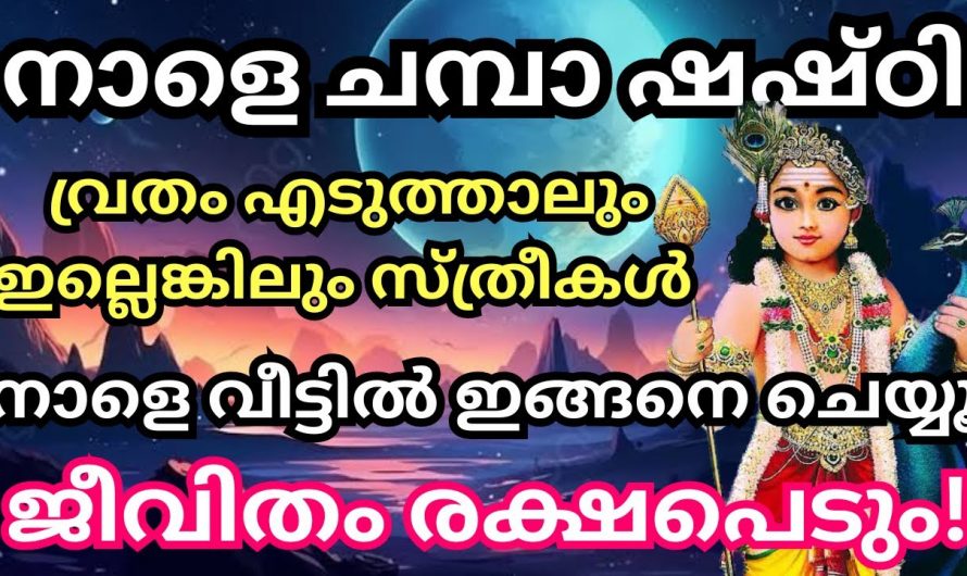 നാളെ ചമ്പാ ഷഷ്ടി. വ്രതം എടുത്താലും ഇല്ലെങ്കിലും വീട്ടിൽ ഇതുപോലെ ചെയ്യൂ. ജീവിതം രക്ഷപ്പെടും.