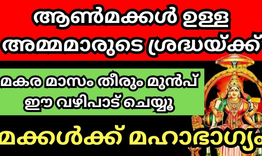 ഈ മകരമാസം തീരും മുൻപേ ആൺമക്കൾ ഉള്ള അമ്മമാർ ഈ വഴിപാട് ചെയ്യൂ. വലിയ ഐശ്വര്യം ഉണ്ടാകുന്നതായിരിക്കും.