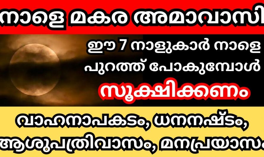 നാളെ മകരമാവാസി പുറത്തുപോകുമ്പോൾ ഈ നക്ഷത്രക്കാർ സൂക്ഷിക്കണേ അപകടം ഉണ്ടാകും.