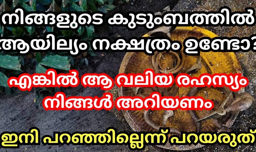 ആയില്യം നക്ഷത്രക്കാരുടെ ഈ രഹസ്യം ഇനിയും നിങ്ങൾ അറിഞ്ഞില്ലേ. ഇതാ കണ്ടു നോക്കൂ.