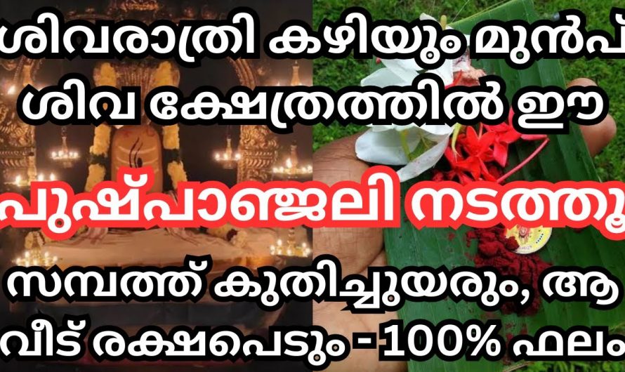 ശിവരാത്രിക്ക് മുൻപ് ശിവക്ഷേത്രത്തിൽ ഈ പുഷ്പാഞ്ജലി ചെയ്തു പ്രാർത്ഥിക്കൂ. നിങ്ങൾ ആഗ്രഹിക്കുന്ന കാര്യങ്ങൾ എന്തായാലും അതു ഉടനെ നടന്നിരിക്കും.