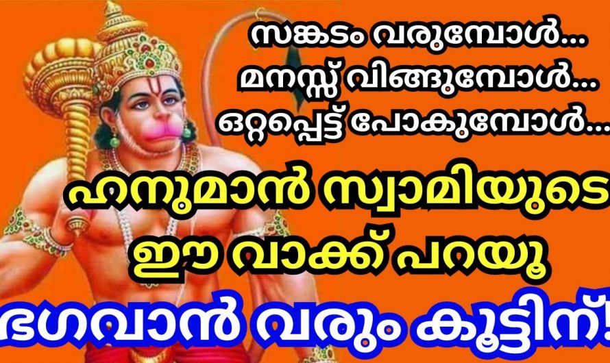 മനസ്സ് വിഷമിക്കുമ്പോൾ ഒറ്റപ്പെട്ടു എന്ന് തോന്നുമ്പോൾ ഹനുമാൻ സ്വാമിയുടെ ഈ മന്ത്രം ചൊല്ലു ഭഗവാൻ കൂടെയുണ്ടാകും.