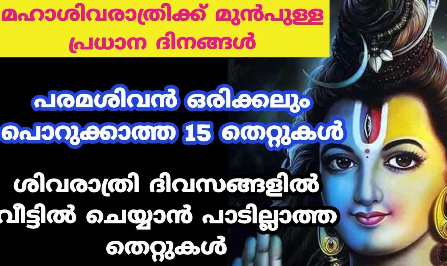 ശിവരാത്രി ദിവസം വീട്ടിൽ ചെയ്യാൻ പാടില്ലാത്ത തെറ്റുകൾ. ഇത് പരമശിവൻ ഒരിക്കലും പൊറുക്കില്ല.