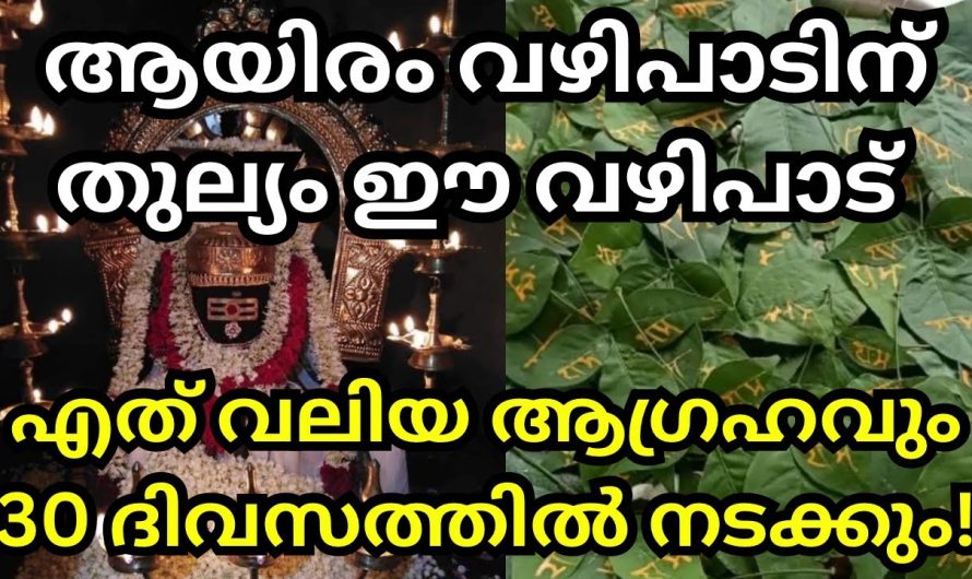 30 ദിവസത്തിനുള്ളിൽ ആഗ്രഹിച്ച കാര്യം നടക്കും. ലോകത്തിലെ ഏറ്റവും ശക്തിയാർന്ന ഈ വഴിപാട് ചെയ്യൂ.